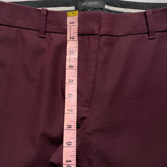 Ann Taylor Petite Ankle Pants Size 6P Burgundy Button Hem Slim Work Career - Picture 10 of 12